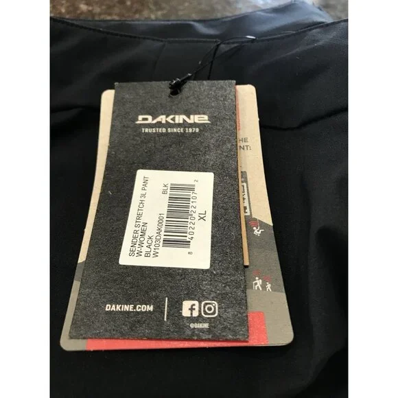 Dakine Sender Stretch 3L Shell Snowboard Pants Womens Size XL Black RECCO